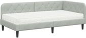 vidaXL Hoekbedframe Lichtgrijs 90 x 190 cm Fluweel