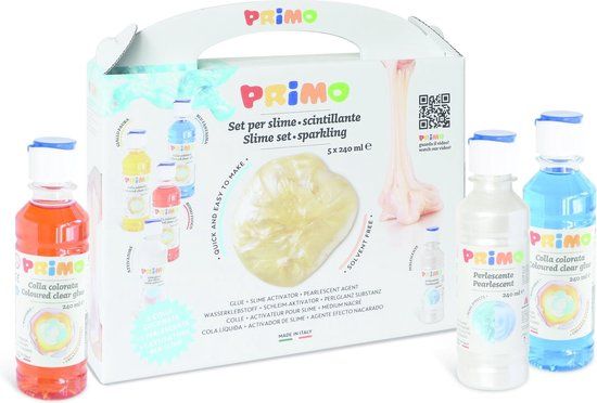 Primo PRIMO - Set slijm met 3 gekleurde lijm, 1 activator, 1 parel