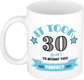 Bellatio Decorations Mok 30 jaar - Blauw - Keramiek - 300 ml
