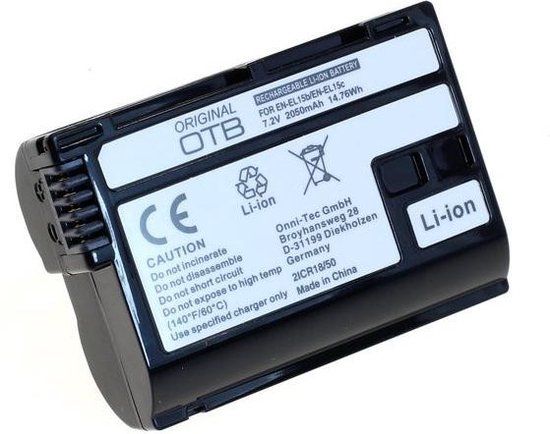 OTB Accu Batterij EN-EL15b EN-EL15c EN-EL15 - 2050mAh - Geschikt voor Nikon Spiegelreflex- en Systeemcamera's