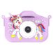 Licorne appareil photo pour enfants avec carte mémoire 32Go et lecteur de carte - violet