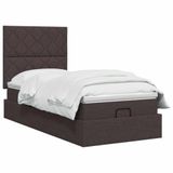 vidaXL Ottoman bed met matras Donkerbruin 90 x 190 cm Stof