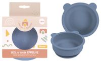 DORON & CHARLIE - Zuignapkom - Kindervoeding - 056761 - Blauw - Siliconen - 350 ml - Magnetronbestendig - Wasmachine - Makkelijk schoon te maken - Babybord - Vanaf 4 maanden
