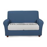 Caleffi - Bankovertrek, elastisch, melange, eenkleurig, voor 1-zits, blauw