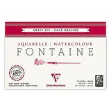Clairefontaine 96436C Vierzijdig Gelijmd Blok Fontaine - 25 Vellen Wit Aquarelpapier 100% Katoen Fijne Korrel Professionele Kwaliteit 10x15 cm 300g
