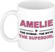 Bellatio Decorations naam cadeau mok - Amelie - Woman Myth Supergirl - koffiemok - 300 ml - collega - moederdag