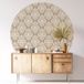 Autocollant Mural Rond / Cercle - Motif Damassé - Diamètre 40 cm - Adhésif Mat