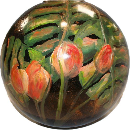 By Mariel Bloemenvaas - Glas - Zwart-Multicolour - D 39 cm - H 35 cm - Landelijk