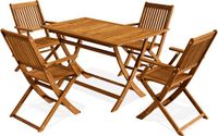 Casaria Tuinset Acaciahout - 4 Personen Inklapbaar - 120x70 cm