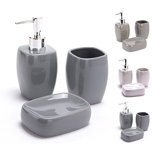 MSV Badkameraccessoires Keramiek 3-delig - Grijs