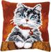 VERVACO Borduurpakket Kussen Kruissteek KAT MET HALSBAND 40 x 40 cm