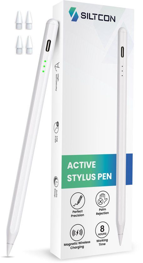 Siltcon® Stylus Pen - Wit - 2e generatie - Geschikt voor iPads 2018-2026