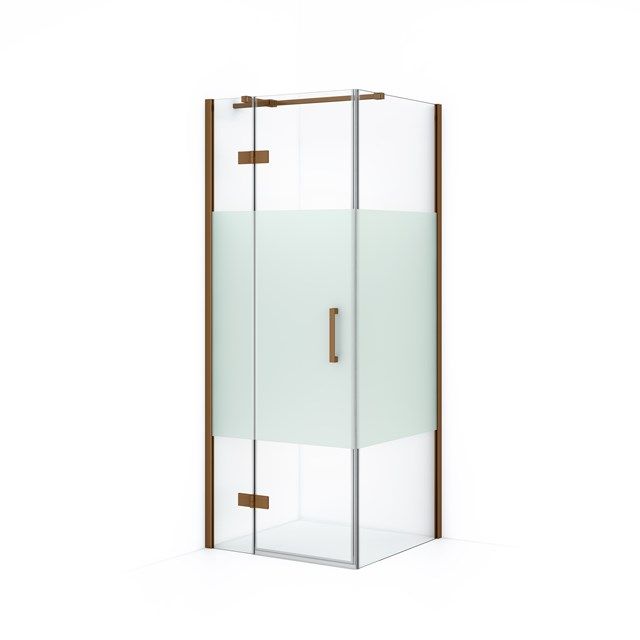Maxaro Douchecabine Diamond 80x80cm 8mm Helder Veiligheidsglas met Matte Strook Koper