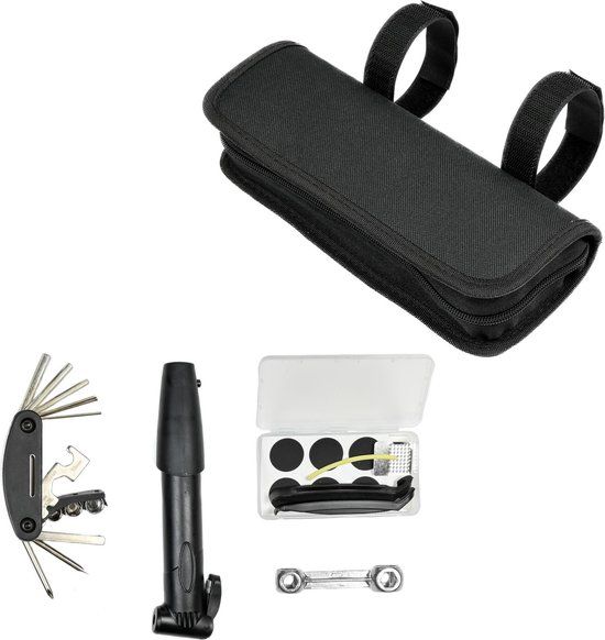 Benson Fiets reparatieset - Deluxe - 16-delig - Inclusief minipomp en tas