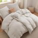 TRANKIELO® Ensemble de literie 135x200 cm - 4 pièces polyester - naturel, 2 taies d'oreiller 80x80 cm