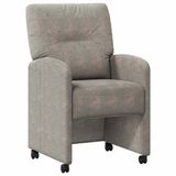vidaXL Eetkamerstoelen met wielen, 2 stuks, Faux suede leer, Lichtgrijs