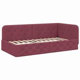 vidaXL Hoek Bed Frame Wijnrood Stof 90 x 200 cm