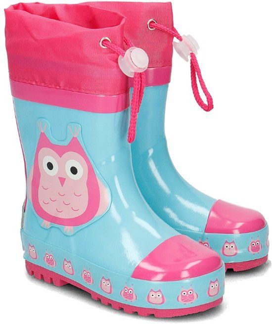Playshoes Regenlaarzen Kinderen Uil - Turquoise - Maat 32/33