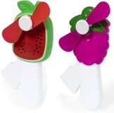 Merkloos / Sans marque Meloen/Druif Mini Ventilator/Handventilator - 2x Stuks - Verkoeling - Festival/Zomer