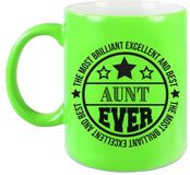 Bellatio Decorations Cadeau koffie/thee mok voor tante - beste tante - groen - 300 ml