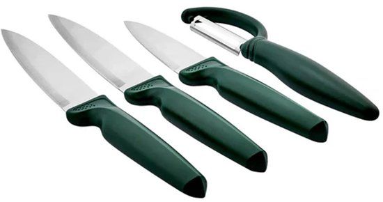 Karaca Dr.Inox Messenset - 4-delig - RVS Keukenmessen & Dunschiller Set - Groen