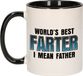 Bellatio Decorations vaderdag cadeau mok - zwart/wit - 300 ml - worlds best farter - Cadeau mokken