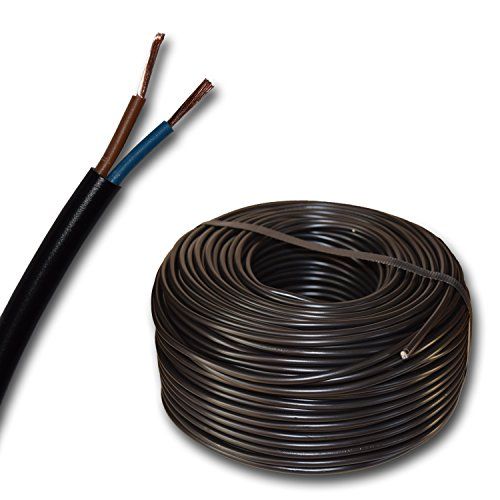 EBROM Kunststof slangleiding ronde led-kabel H03VV-F 2x0,75 mm² - zwart - 10m