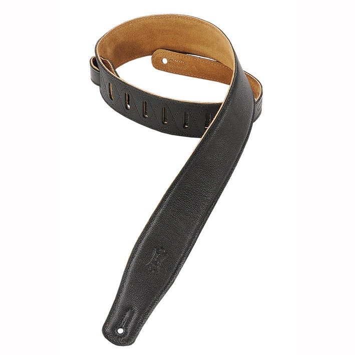 Levys Leathers M26GF-BLK - Gitaarband - Zwart - Gevoerd leer