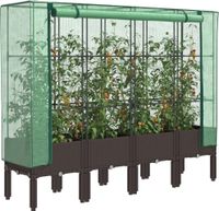 Maison Exclusive - Potager surélevé avec serre intégrée, aspect rotin, 160 x 40 x 140 cm