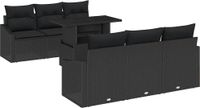 vidaXL Tuinbank - Set - 7-delig - Zwart - Poly Rattan