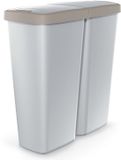 Keden Duo Prullenbak - 50L Dubbel Deksel 55x25x57cm - Grijs Beige