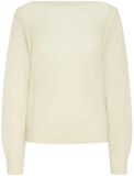 Ichi Vrouwentrui Estelle 12 Lange Mouw Ronde Hals Katoen Effen Off-white M