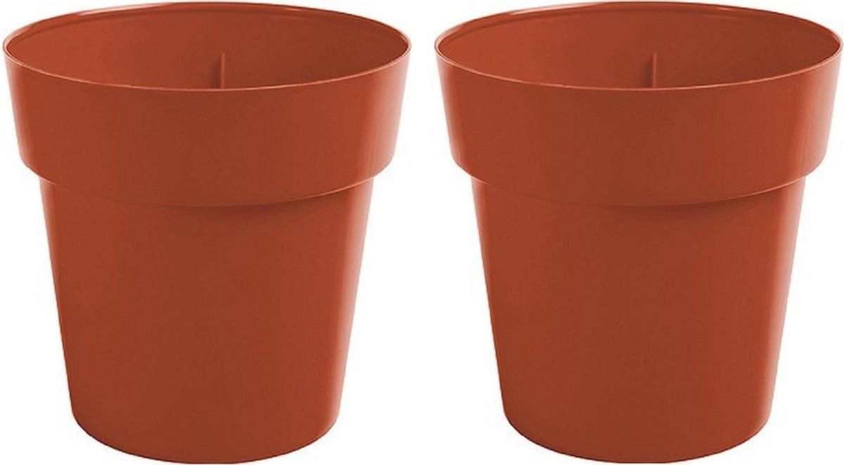 Hega hogar Set van 6x stuks terracotta ronde plantenpot Melisa 20 cm kunststof