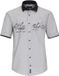 CASA MODA Sport casual fit overhemd - korte mouw - chambray - blauw - wit en beige gestreept