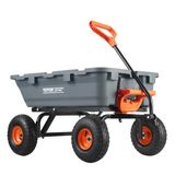 VEVOR 800 lbs Poly Dump Tuin Cart, Heavy Duty Yard Dump Cart Wagon, 4 wiel kruiwagen met 10" banden, 180 ° draaibare handgreep, stalen frame en Quick Release System