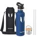 Sparrow Geïsoleerde Waterfles - Drinkfles met Rietje - Thermosfles 2 doppen | 500/750ml/1L, Kind Vacuüm Stalen Waterfles, Lekvrij, Vaatwasserbestendig, Koudhoudend & Warmhoudend, BPA-vrij, TwistTrail