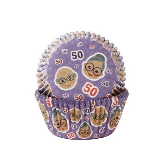 House of Marie Cupcake cups Abraham & Sarah 50e verjaardag 50x33mm 50st