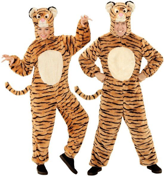 Widmann Leeuw & Tijger & Luipaard & Panter Kostuum Dieren Onesie Pluche Tijger Kostuum Medium / Large Carnaval kostuum Verkleedkleding