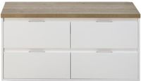 BES LED Porto Badmeubelset 120 cm - 4 Laden Wit Hoogglans - Wastafelbovenblad Natuur Eiken
