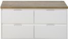 BES LED Porto Badmeubelset 120 cm - 4 Laden Wit Hoogglans - Wastafelbovenblad Natuur Eiken