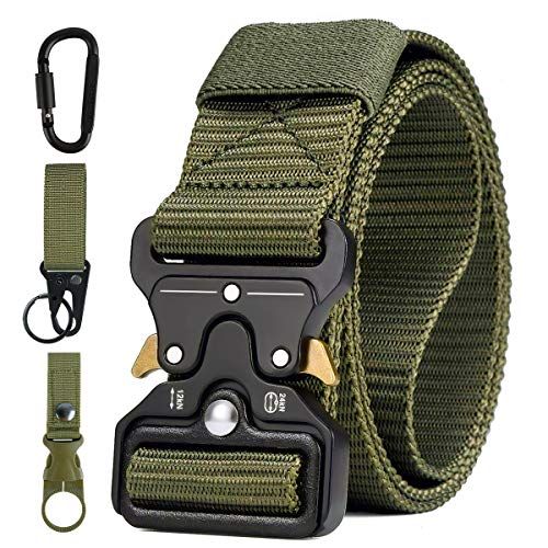 Mannen tactische riem, militaire stijl zware nylon canvas heupgordels met metalen gesp met snelsluiting voor jachttraining leger rennen [3 haak] 125 * 3.8 CM (L * W)