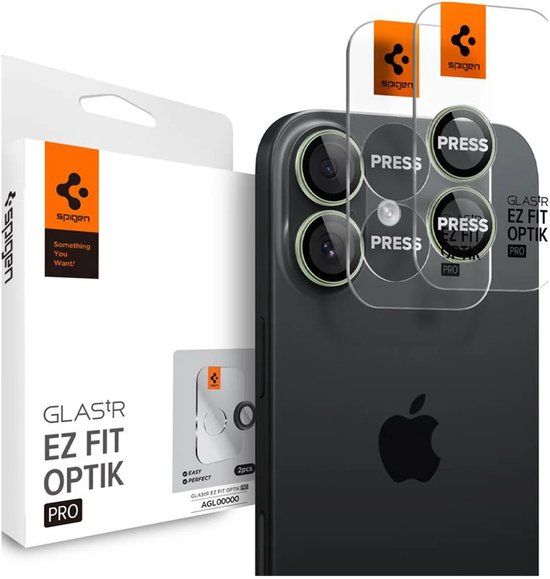 Spigen Camera Lens Protector Geschikt voor iPhone 17 / 16 / 16 Plus - Glas.tR EZ Fit Optik Pro - 9H Tempered Glass - Gemakkelijke Installatie - Groen 2-Pack