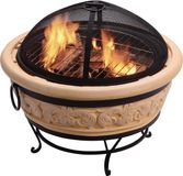 Teamson Home Vuurkorf Buiten - Vuurschaal - Omvat Deksel & Pook - 69cm - Natuurlijk