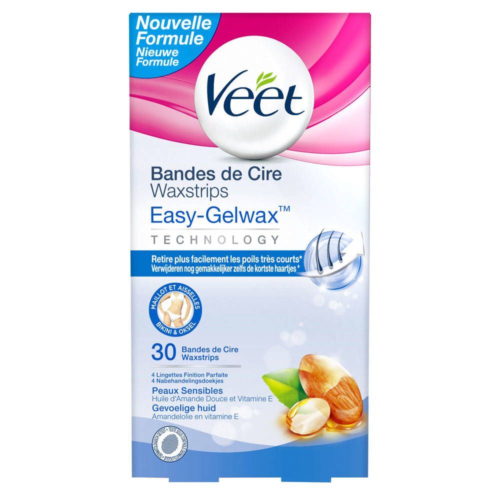 Veet Easy-Gelwax Ontharingsstrips Bikini - Gevoelige Huid - 30 stuks