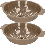PLASTICFORTE 2x stuks stevig Kunststof vergiet in het taupe 30 x 25 x 8 cm