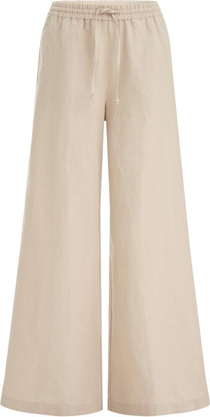 WE Fashion Dames wide leg broek van linnenmix