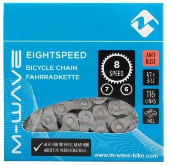 M-Wave Ketting 6/7/8-speed - Anti-roest - 116 schakels - Zilver