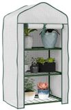 Serre - Étagère 3 niveaux - 59x39x127 cm - Cadre métallique - Film PE, 140 g/m², haute densité - Adapté balcon et terrasse - Vert olive