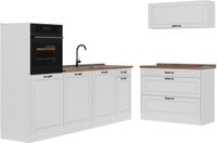 Vicco Complete keukeneenheid R-Line, Wit landelijk/Wit, 220 cm zonder werkblad
