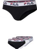 FILA - Urban Logo Brief | 3-Pack | Dames Slip | Maat S - Zwart/Wit/Grijs